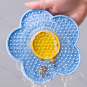Cats Lick Pad With Suctions Cup Slow Feeders Licking Mat Flower Shape Silicone Pad With Suctions Cup Dog Licking Mat Silicone