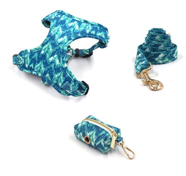 Pet Collar Leash Bow Knot Dog Walking Garbage Bag Set