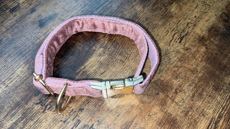 Luxury Velvet Collar | Golden Buckle | Dark Pink