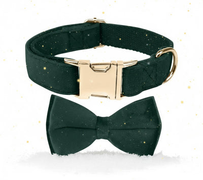 Luxury Velvet Collar | Golden Buckle | Christmas Green