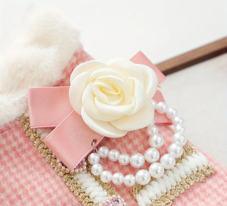 Luxury Dog Coat | Pink & White