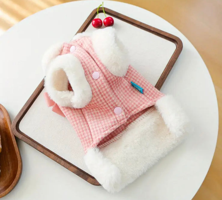Luxury Dog Coat | Pink & White