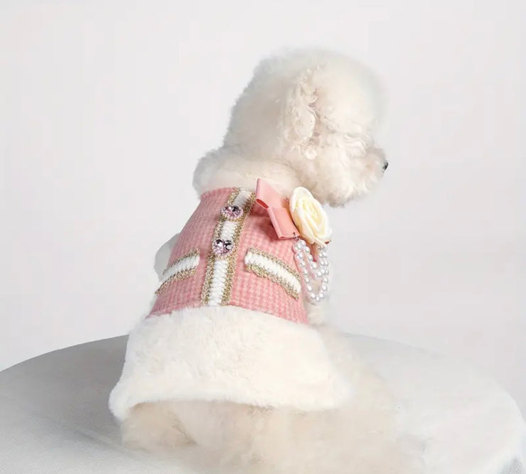 Luxury Dog Coat | Pink & White