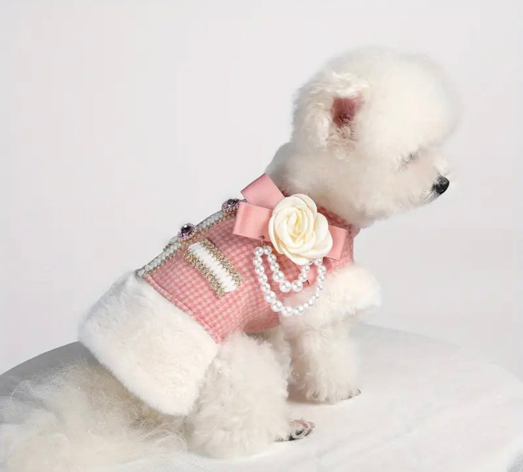 Luxury Dog Coat | Pink & White
