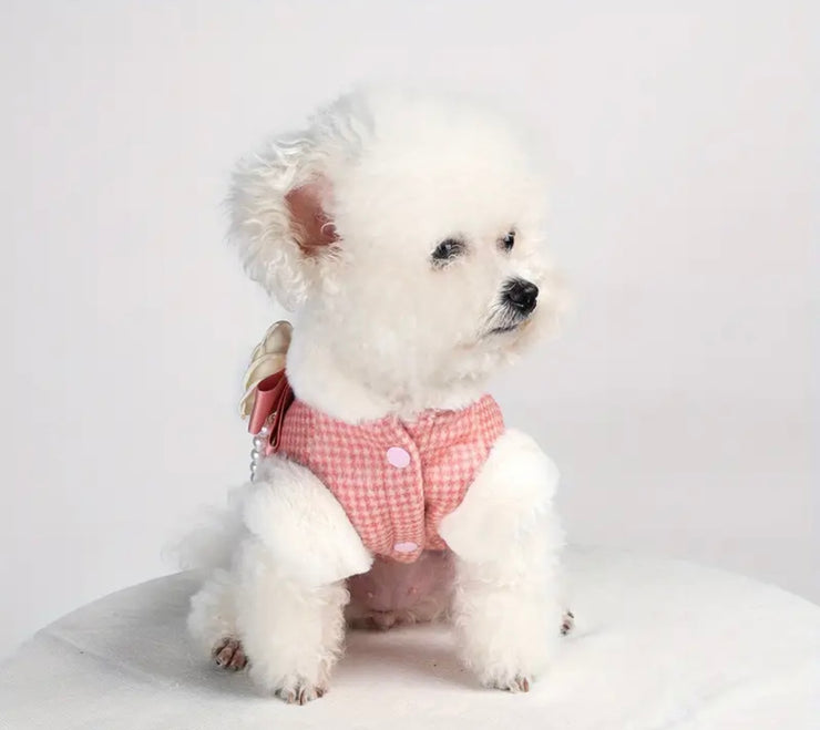 Luxury Dog Coat | Pink & White