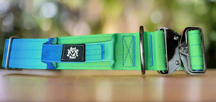 5cm Tactical Collar | Robust Handle | Blue & Green Ombre