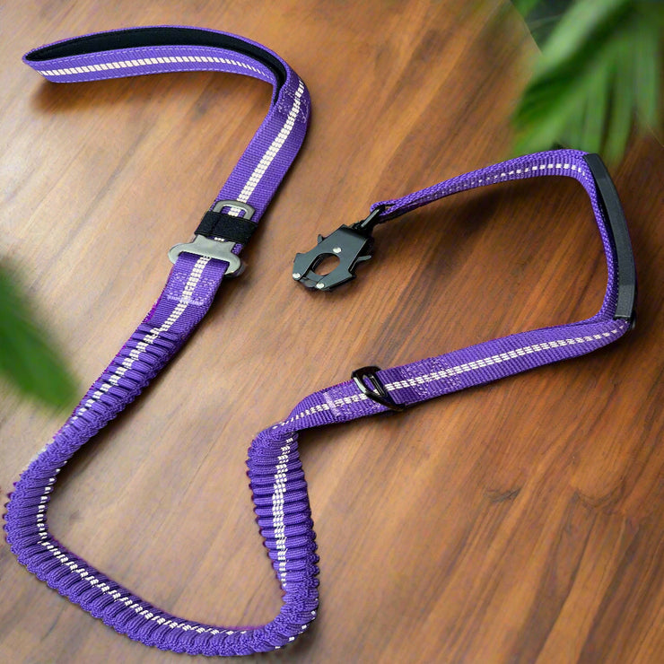 Bungee Tactical Dog Lead | Seat Belt Attachment | Purple