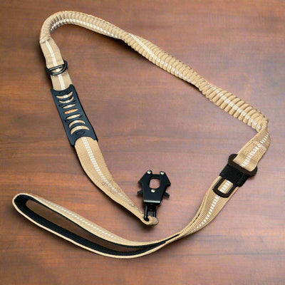 Bungee Tactical Dog Lead | Seat Belt Attachment | Beige